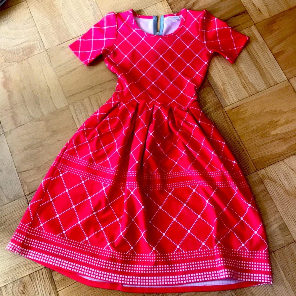 Lularoe xxs salmon and white a-line dress.